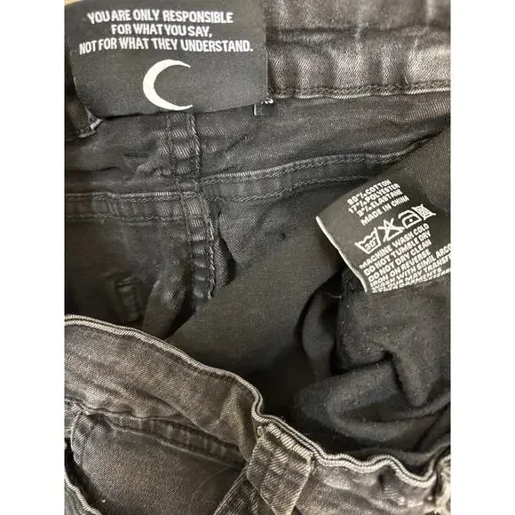 Kill star Black jeans goth tech zipper jogger thrashed punk grunge 24x30 emo - Picture 4 of 8